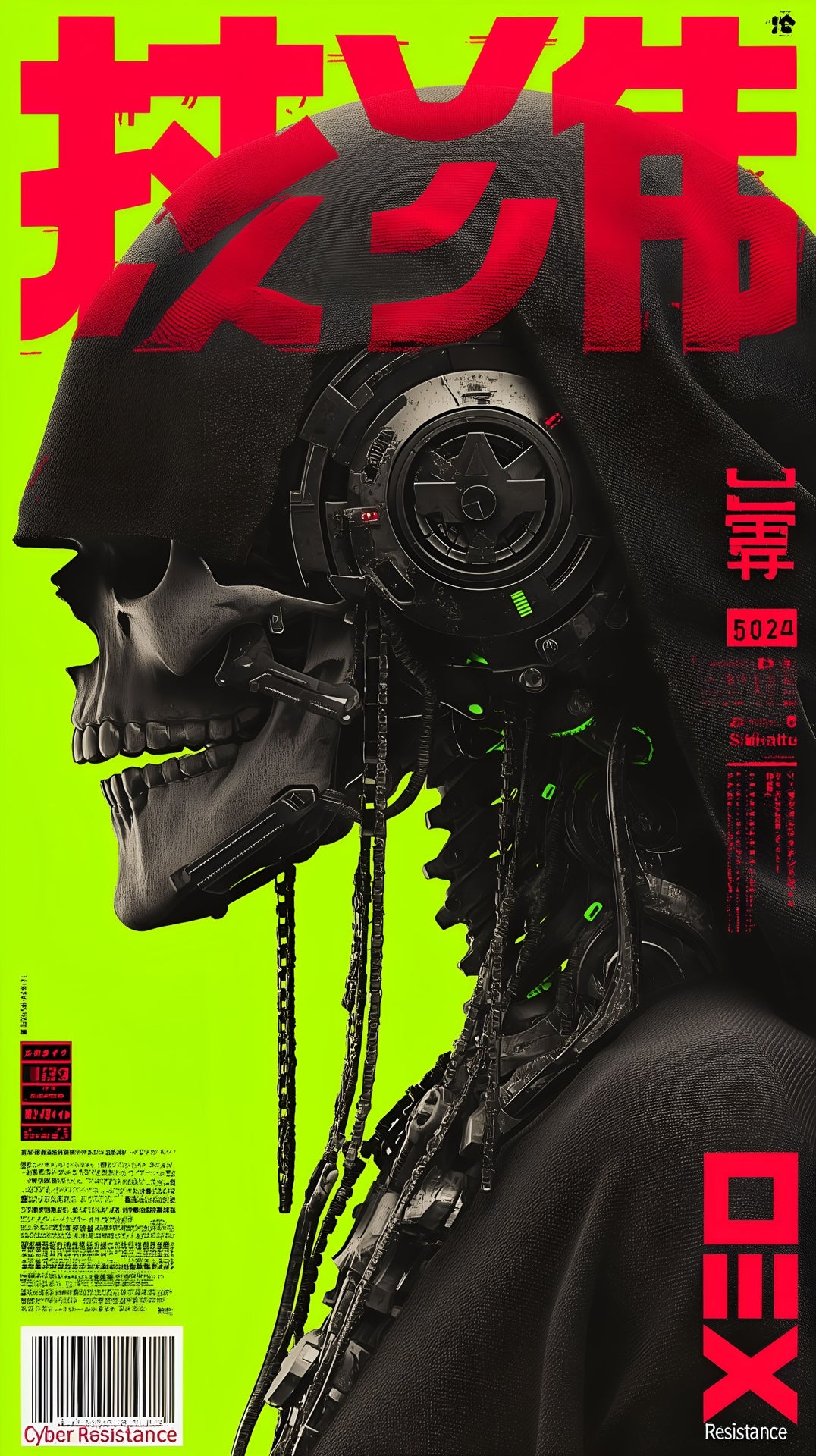 Cyber Resistance – Futuristic Grim Reaper Skull Art